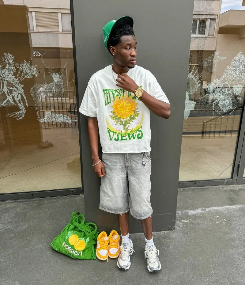 2024 Summer American Retro Personalized Anime Print Oversized Short-sleeved Men Y2k Harajuku Fashion Casual Loose T-shirt Women Street King Limited