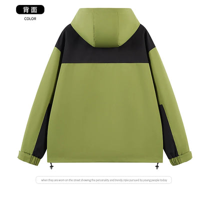 autumn new punching jacket waterproof outdoor wear man fashion splicing colour collision leisure jacket basic unisex coats unique default style 5661