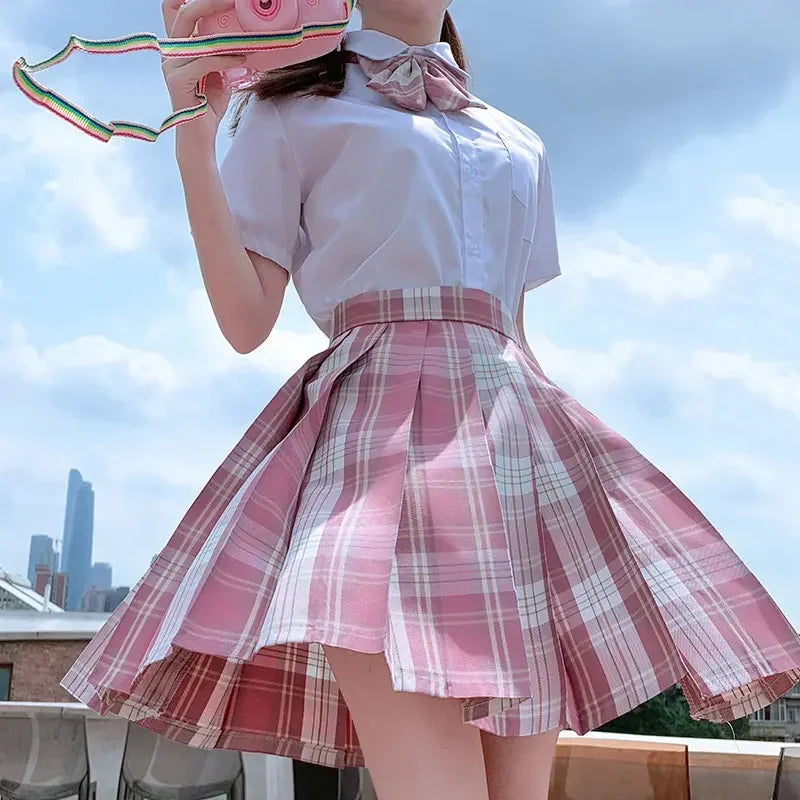 Jk Uniforms Gyaru School Uniform for Girl Student Pleated Skirt Uniform Set Women Short Sleeve Bow Tie Seifuku Japanese Style Street King Limited
