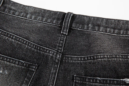 y2k frayed hole damaged washed black baggy jeans for men streetwear straight casual denim trousers ropa hombre loose cargo pants unique cargo style 2458