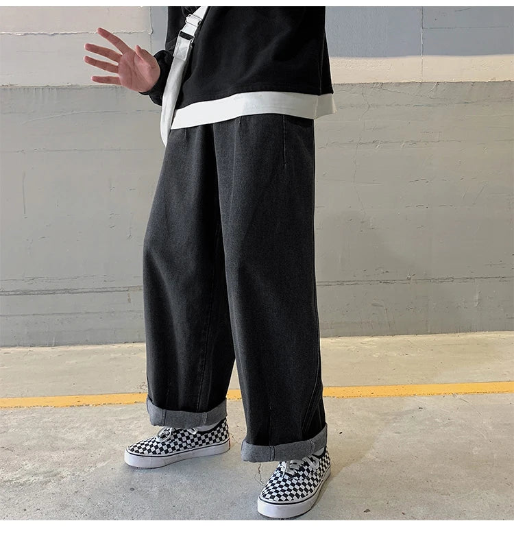 Men Wide Leg Jeans Loose Straight Baggy Denim Pant Men's Women's Streetwear Skateboard Pants Oversized Hip Hop Casual Trousers Street King Limited