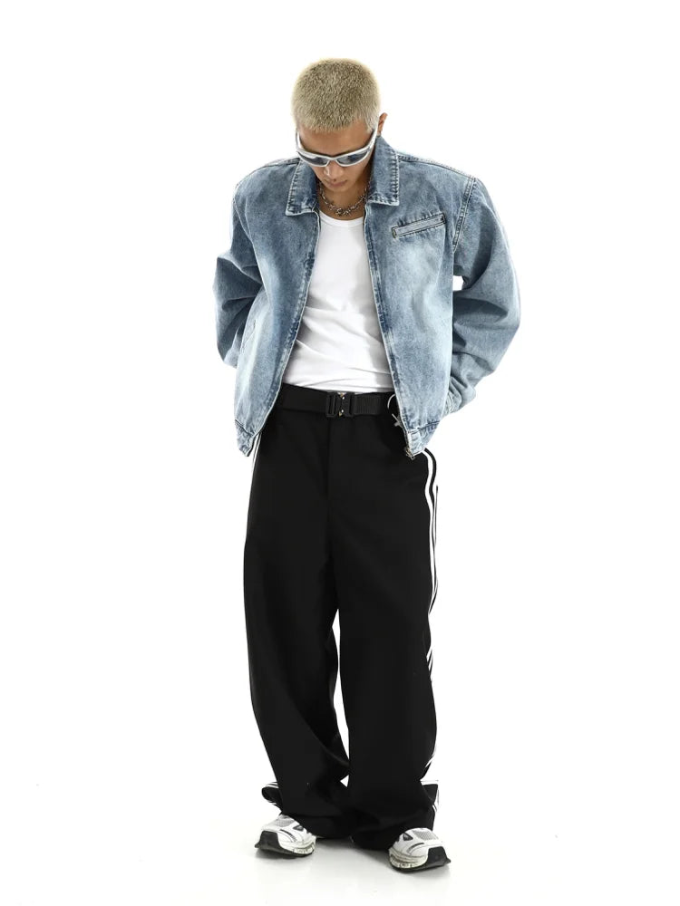 wide shoulder harajuku denim jacket coat mens fashion hip hop distressed washed jeans outerwear casual streetwear jeans jackets urban skinny jeans