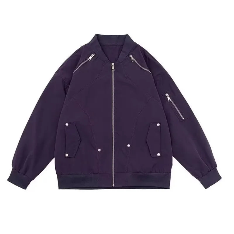 2024 spring american pilot jacket mens multi pocket trendy street loose bomber cardigan couple fashion zipper baseball coats unique default style 2802