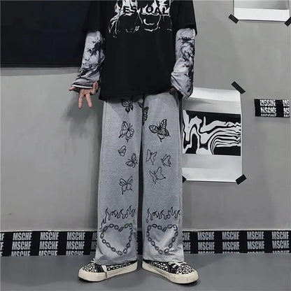 Wide Leg Summer Pants Clothes For Woman Korean Fashion Butterfly Print Harajuku Streetwear Y2k Clothes Pants Trousers Woman Street King Limited