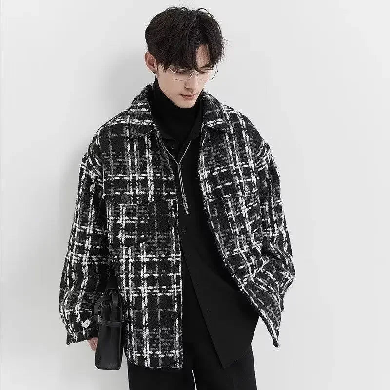 Spring and Autumn High Street Men and Women Trendy Personalized Plaid Collar Jacket Couple Retro Korean Coat Harajuku Top y2k Street King Limited