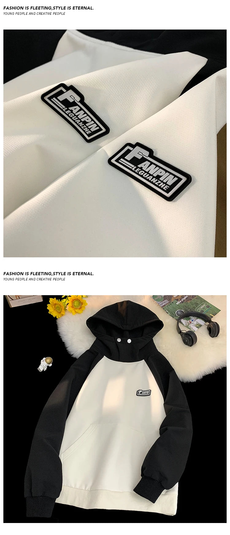 Men Waterproof Hooded Sweatshirt Spring Vintage Patchwork Hoodie Labels Design Korean Streetwear Couple Male Women Hoodies Street King Limited