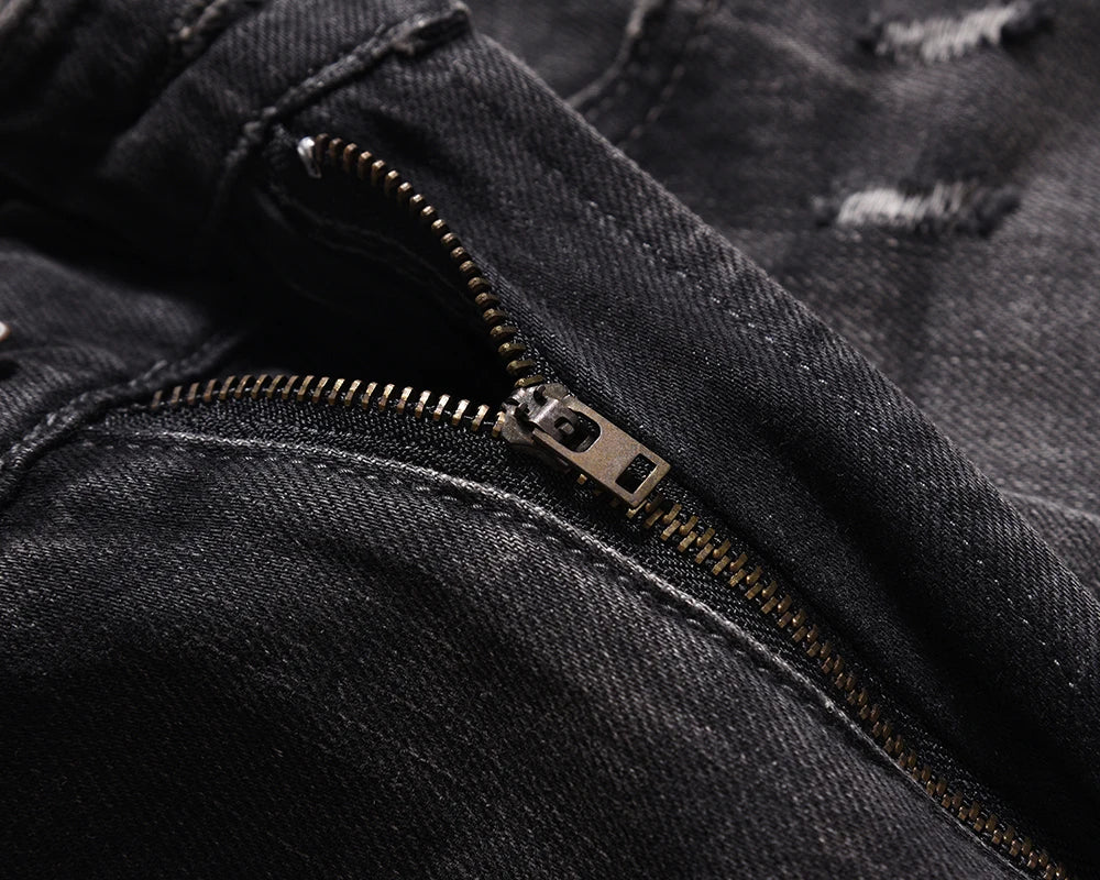 frayed hole washed pantalones hombre baggy jeans mens straight hip hop casual ropa y2k denim pants oversized cargo trousers unique cargo style 110