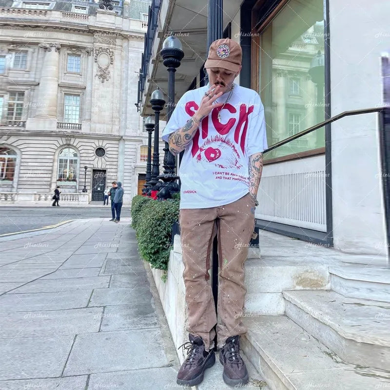 Hip hop Men Summer gothic Harajuku Punk Loose Men Women T Shirt Casual White Short Sleeve Graphics Print T-Shirt Tops y2k emo Street King Limited