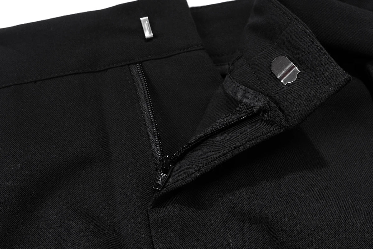 ribbons multi pockets straight black cargo drape pants for men y2k streetwear casual baggy overalls oversized casual trousers unique cargo style 3619