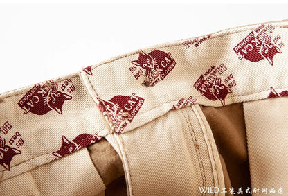 autumn winter heavyweight pure cotton thick american retro workwear khaki pants business casual mens basic solid color pants unique default style 1062