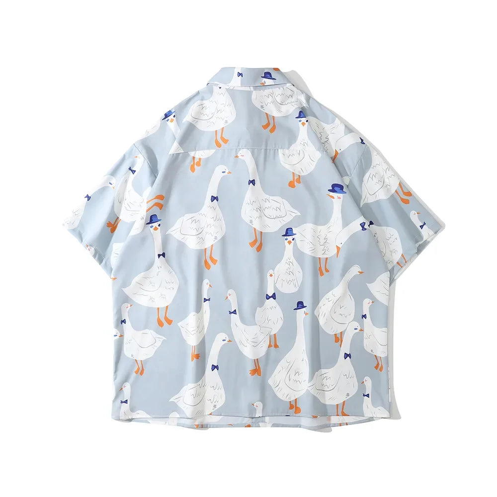 Dark Icon Full Prined Oversized Men's Shirt Short Sleeve Summer Streetwear Shirts for Men Street King Limited