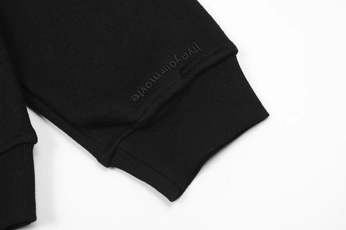 Harajuku Logo Embroidery Thick Fleece Hooded Hoodies for Men and Women Pullover Baggy Casual Sweatshirts Oversized Loose Hoody Street King Limited