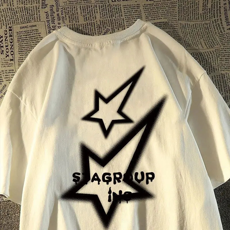 American retro star fashion brand pure cotton short-sleeved T-shirt for men and women summer loose ins trend half-sleeved shirts Street King Limited