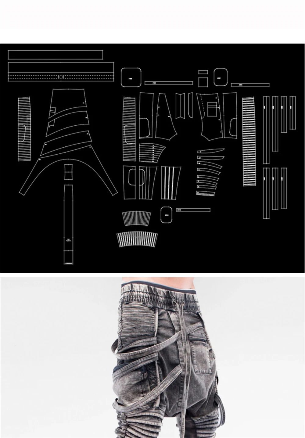 vintage motorcycle trousers joggers mens asymmetric straped pleated cross pants function elastic waist trousers unique joggers style 3587