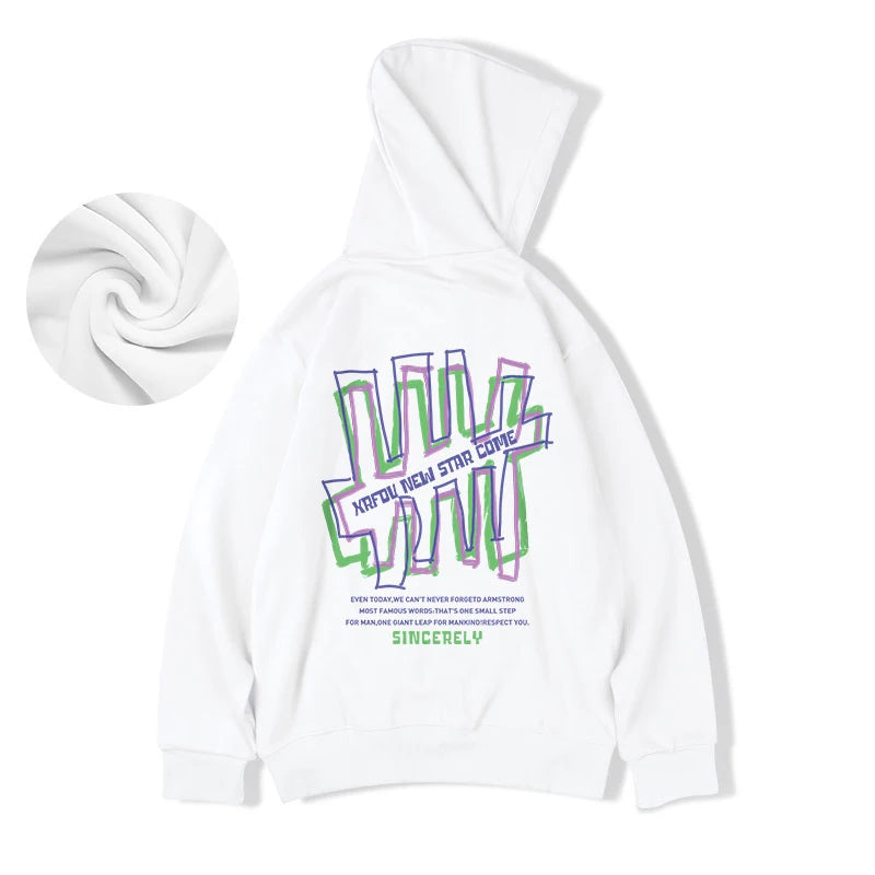Retro Graffiti Letter Print Letter Pullover Hoodies Men's Streetwear Oversized Fleece Hooded Sweatshirts Casual Y2K Hoodie Street King Limited