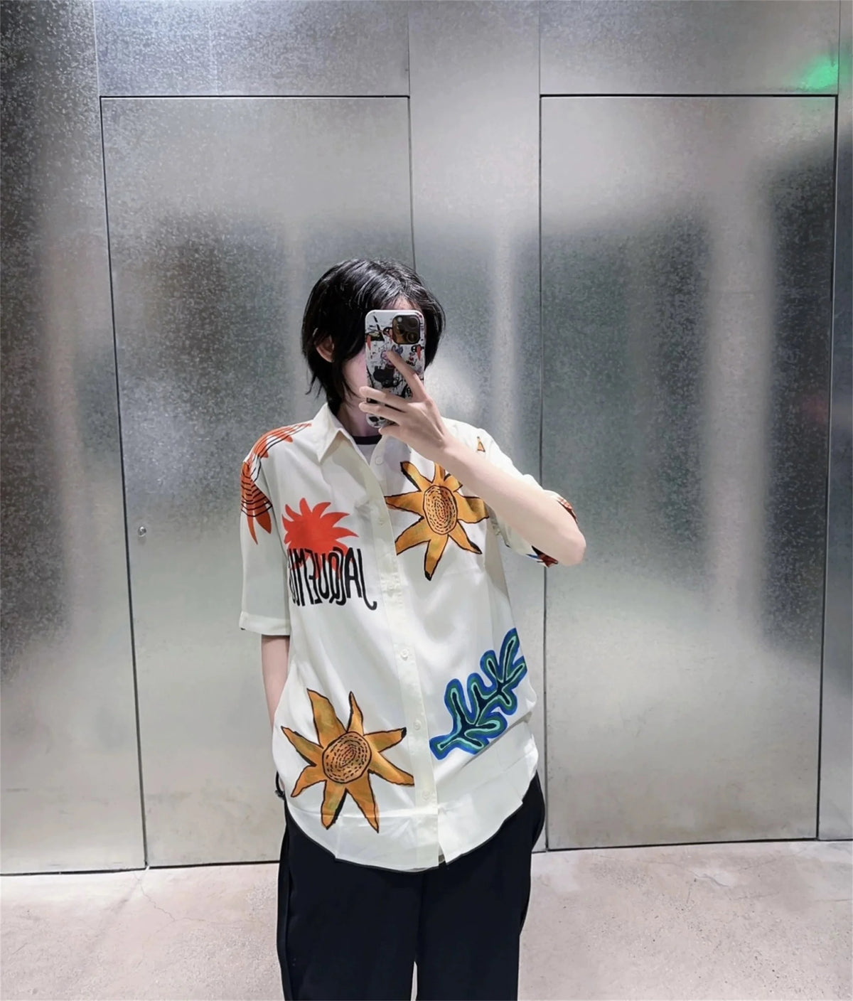 24SS Vintage Retro Starfish Direct Print High-Street Casual Beach Style Quality Short Sleeve Shirt Street King Limited