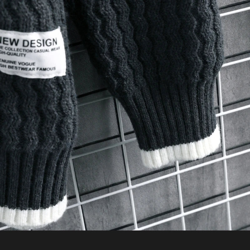 Stripe Sweaters Men Winter Korean Style Mens Warm Sweater Men Fashion Sweaters Splicing Color Patterns Men's Wool Pullovers Male Street King Limited