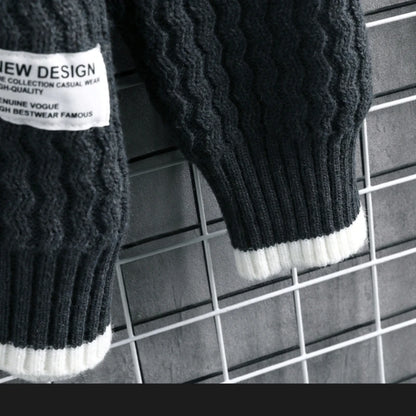 Stripe Sweaters Men Winter Korean Style Mens Warm Sweater Men Fashion Sweaters Splicing Color Patterns Men's Wool Pullovers Male Street King Limited