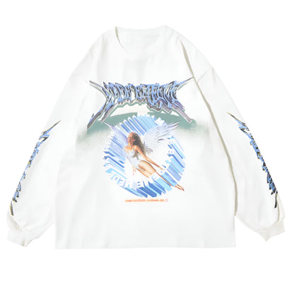 GONTHWID Creative 3D Angel Print Long Sleeve Tees Shirts Streetwear Hip Hop Hipster Casual Loose Tshirts Men Fashion Tops Street King Limited