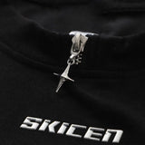 Men T-Shirt Four-pointed Star Zipper Contrast Tees Harajuku Hip Hop Streetwear Metallic Printed Loose Casual Tops T Shirt Unisex Street King Limited
