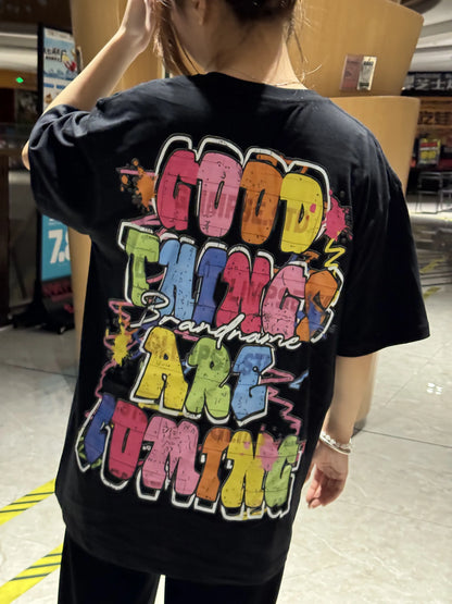 American Sweatshirt Colorful letter skull graphic t shirts women and men Oversized Y2k Tops Korean Goth T shirt women clothes Street King Limited