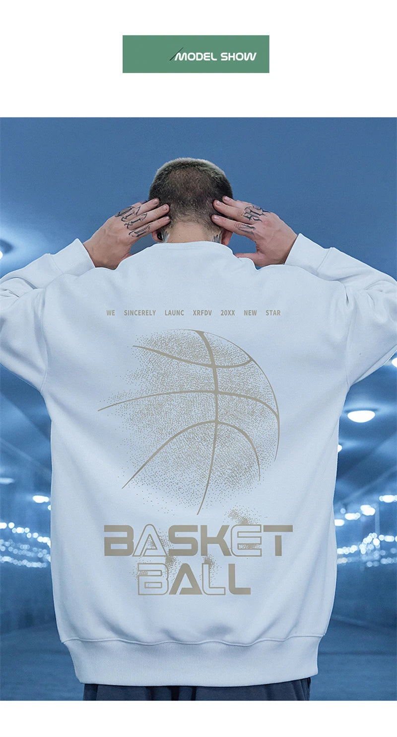Funny Cartoon Basketball Graphic Pullovers Fleece Sweatshirts Hombre Letter Printed Crewneck Hoodie Y2K Streetwear Clothing Street King Limited