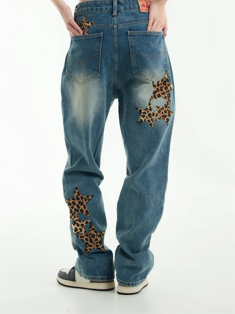 black baggy jeans men star patchwork straight denim pants fashion jeans male streetwear hip hop y2k loose trousers unique jeans style 4883
