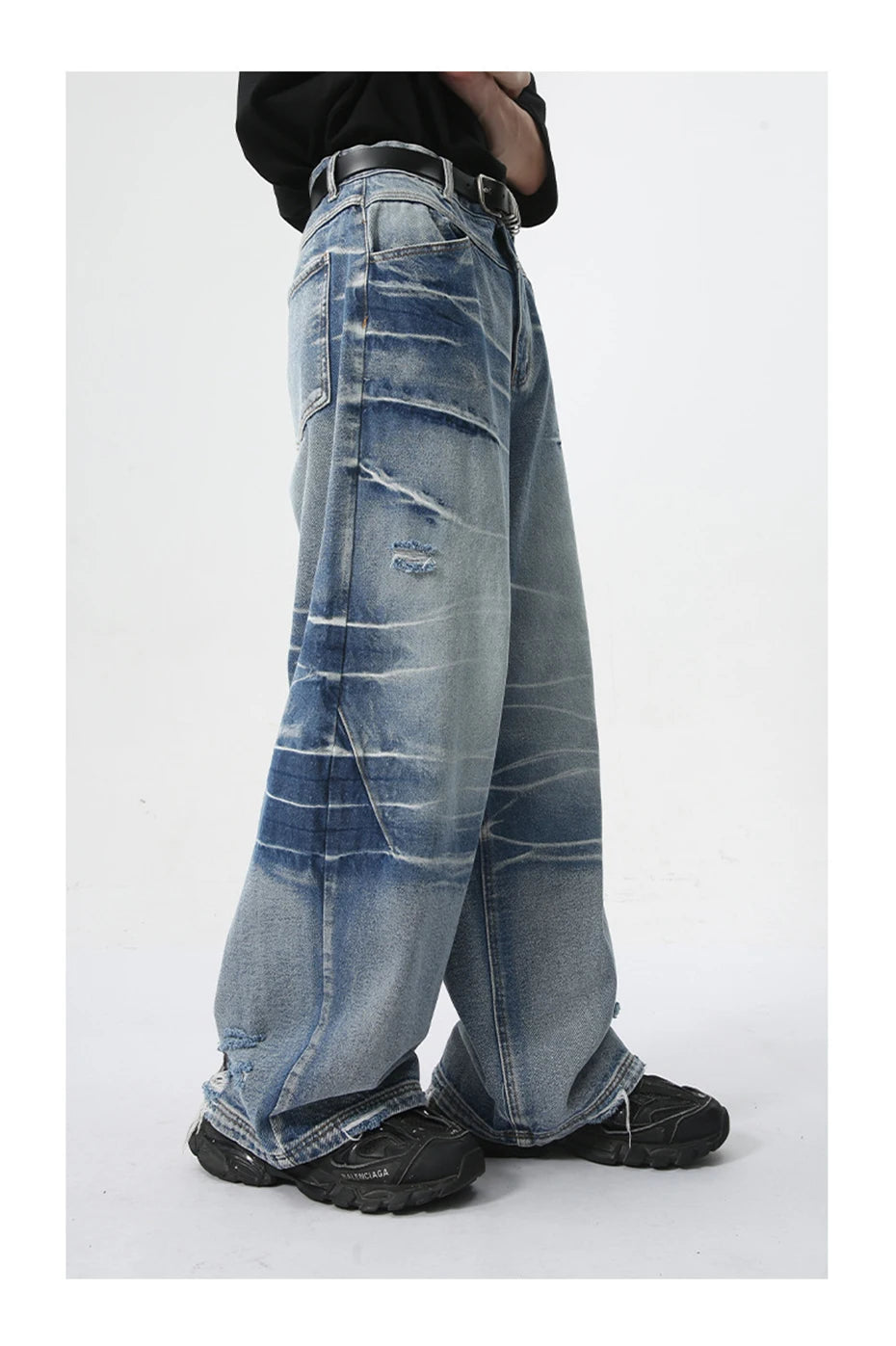 vintage blue baggy jeans man loose straight denim pants harajuku hip hop jeans trousers men unique jeans style 4715
