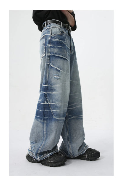 vintage blue baggy jeans man loose straight denim pants harajuku hip hop jeans trousers men unique jeans style 4715