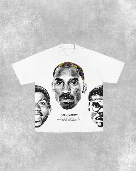y2k Trendy Gothic Portrait Printed Letters Oversized T-shirt Men's Fashion Casual Loose Versatile Round Neck Short-Sleeved Top Street King Limited