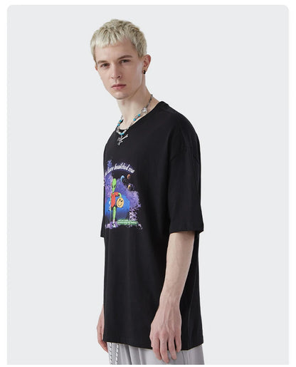 Rainbowtouches T Shirt 2022 Vintage Unisex High Street Alien Graphic Oversize Mens T Shirts Street Fashion Hip Hop Cotton Shirts Street King Limited
