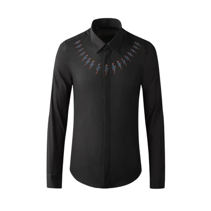 New 2022 Men Classic NEIL BARRETT thunderbolt Fashion Cotton Casual Shirts Shirt high quality Pocket Short sleeves S 2XL #A686 Street King Limited