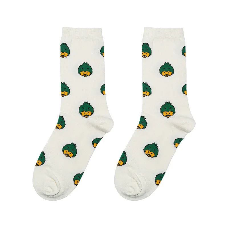 New Novelty Men embroidered Duck Tiger Street Skateboard Harajuku Athlete Socks Parkour Street Cotton Hip Hop one size 22CM a707 Street King Limited