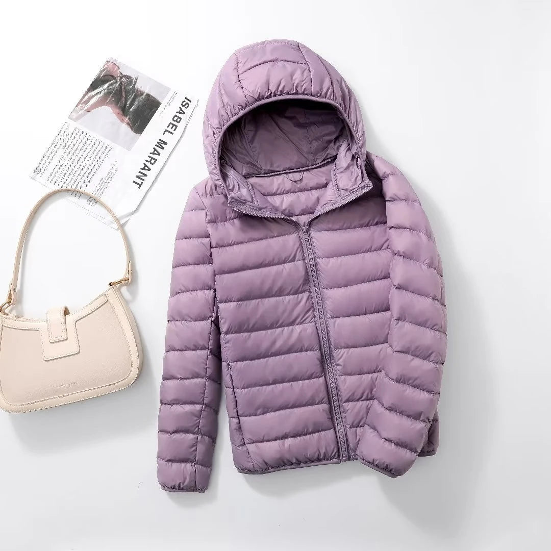 plus size thin light down jacket women 2023 autumn winter slim short hooded warm white duck down coat women outerwear streetwear unique shorts style 4256