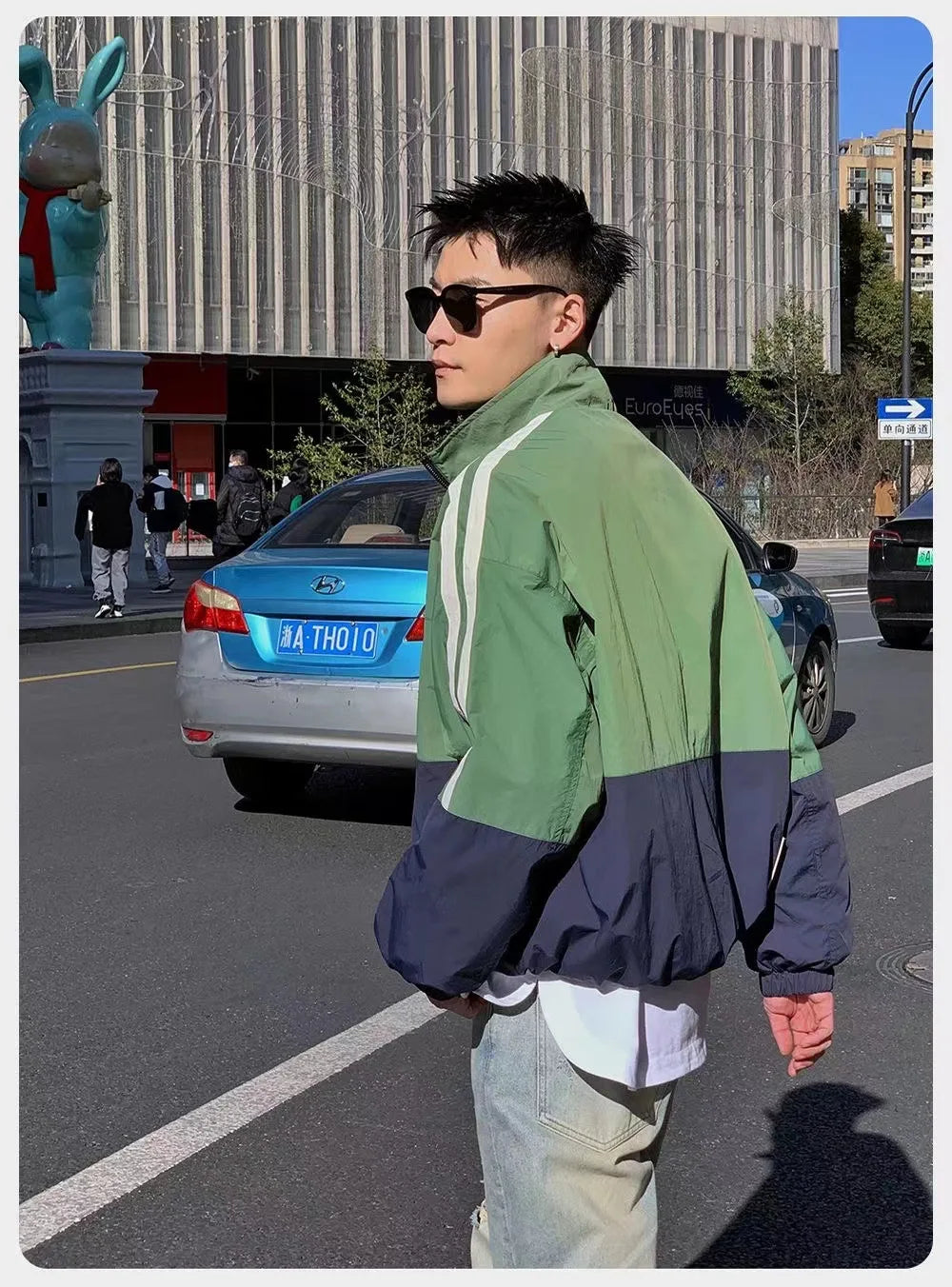 spring korean varsity jacket men women patchwork college coat 2023 color block sport jackets loose windbreaker stand collar unique default style 3281