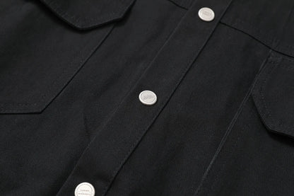 Back Zipper Vibe Style Black Long Sleeve Shirts Jackets for Men Streetwear Y2k Baggy Ropa Hombre Camisas Oversized Loose Coat Street King Limited