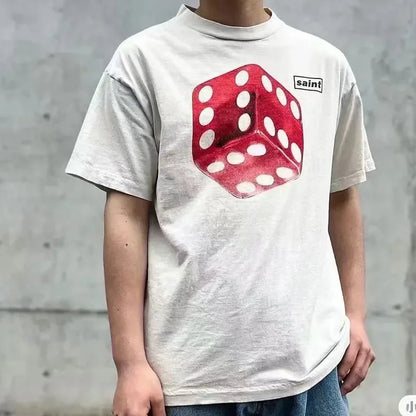 Spring Summer Cotton Vintage Short Sleeve Saint Top Tee Men Woman Casual Fashion T-shirts Street King Limited