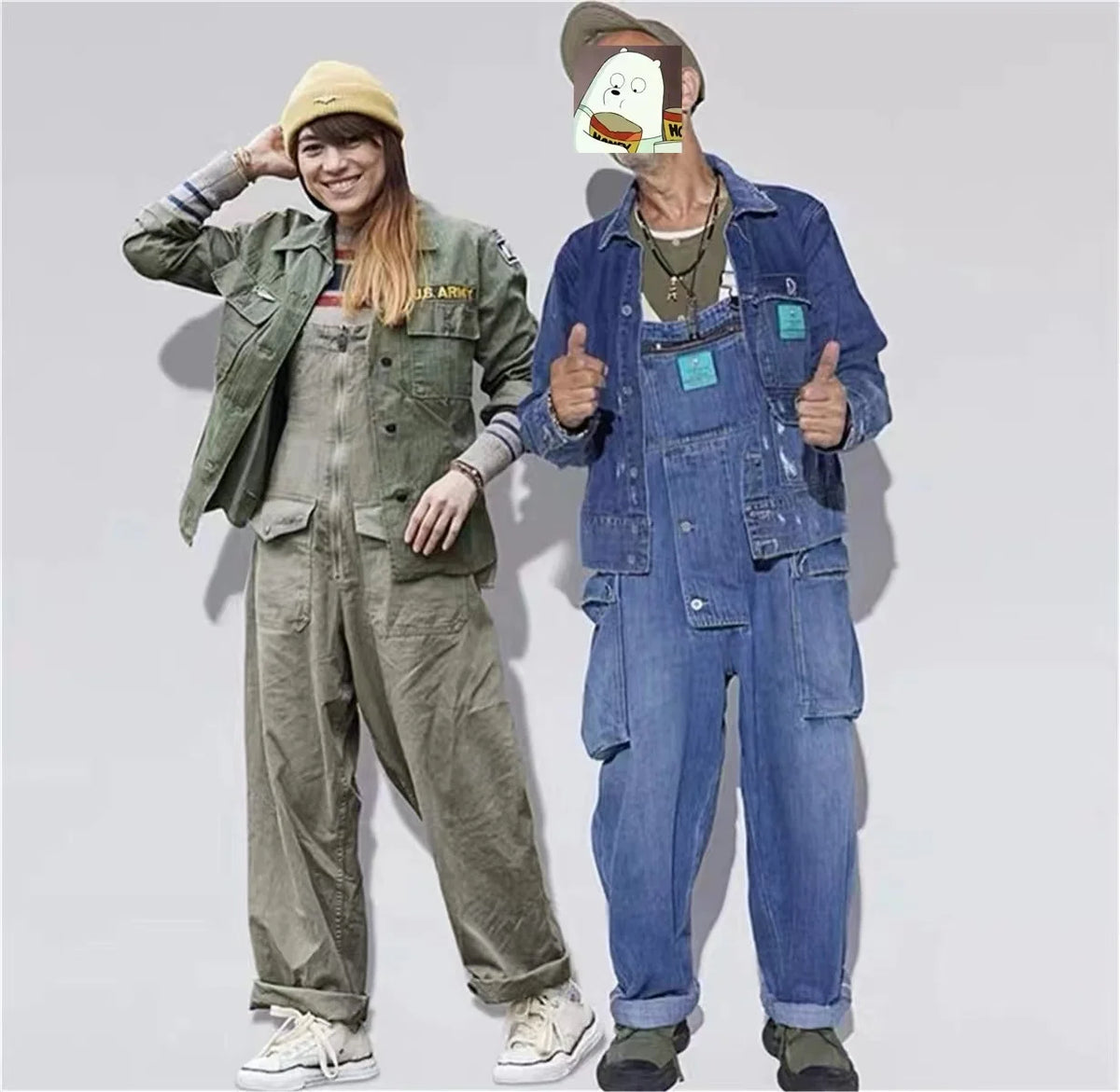 2023 men clothing chic denim overalls mens work cargo pants old school easy worker multi pocket bib jumpsuit denim pants unique cargo style 702