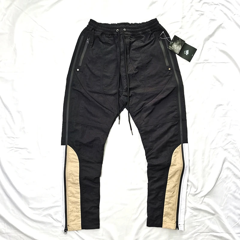 Hip Hop Side Zipper Color Block Vibe Style Casual Track Pants Mens Harajuku Drawstring Loose Oversize Trousers Streetwear Street King Limited