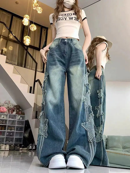 american retro high street straight leg jeans for men and women 2024 spring and autumn trend loose straight leg casual pants y2k stacked flare jeans