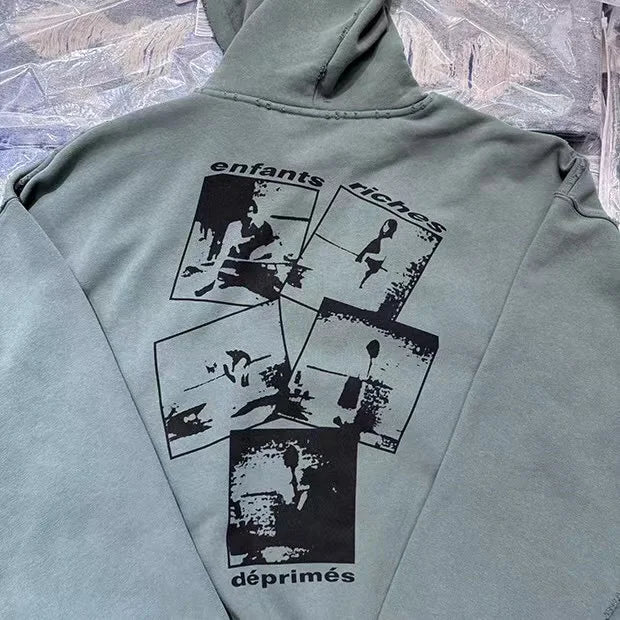 24AW printed fleece hoodie Street King Limited
