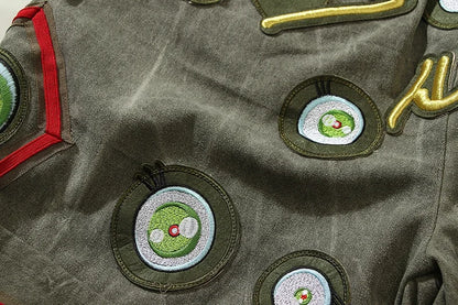 Japanese Eyes Embroidery Washed Military Green Worn Canvas Shorts for Men Summer Pockets Baggy Cargo Short Oversized Street King Limited