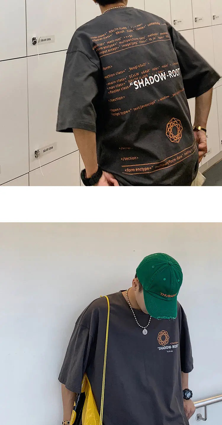 Summer quarter-sleeved men's T-shirt ins clothes trend Korean style loose mid-sleeve short-sleeved T-shirt half-sleeved T shirts Street King Limited