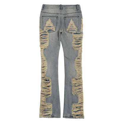 fashion ripped denim jeans mens destoryed holes zipper straight trousers jeans hip hop streetwear new casual joggers jeans pants unique joggers style 2095