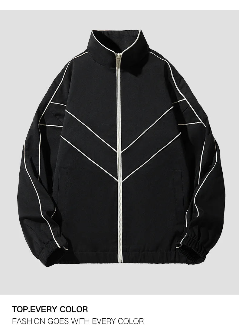mens casual jackets oversized outdoor stand collar baseball coat spring casual varsity coat running fashion windbreaker unisex unique default style 3837