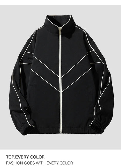 mens casual jackets oversized outdoor stand collar baseball coat spring casual varsity coat running fashion windbreaker unisex unique default style 3837