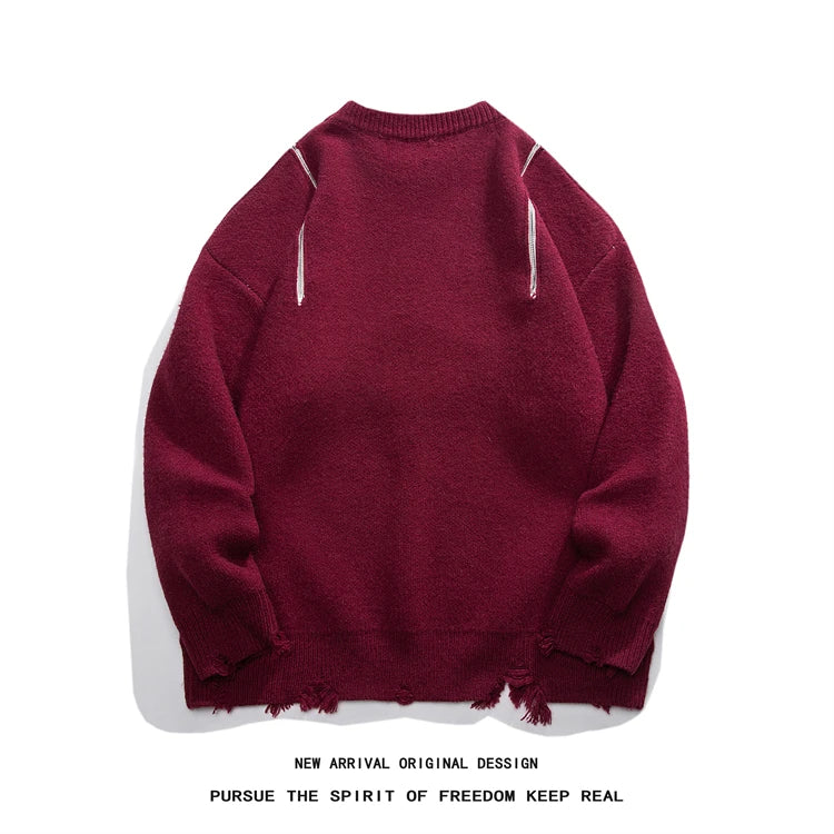 Gothic Men's Sweater Hip Hop Streetwear Long Sleeved Round Neck Tops Oversized Autumn New Knitwear Sweaters Jumpers Street King Limited