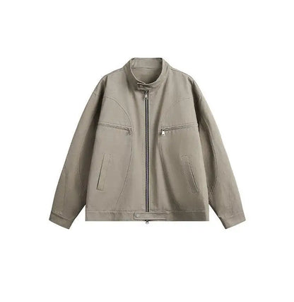 spring autumn fashion motorcycle jacket men stand collar loose casual korean streetwear vintage cargo jackets coat outerwear unique cargo style 225