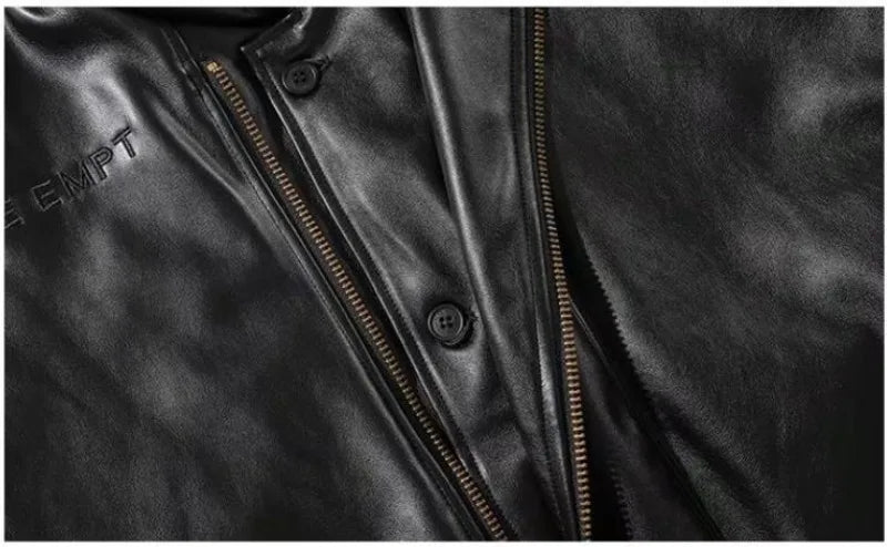 japanese street motorcycle set men thickened stand collar hip hop leather jacket harajuku casual pants 2 pcs bomber suit 2023 unique default style 4344