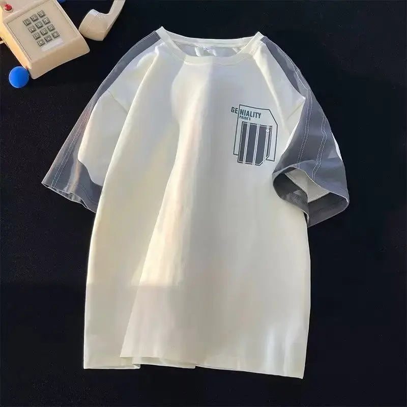 American hip-hop personality letter print round neck short sleeved summer men and women trend patchwork loose casual T-shirt top Street King Limited